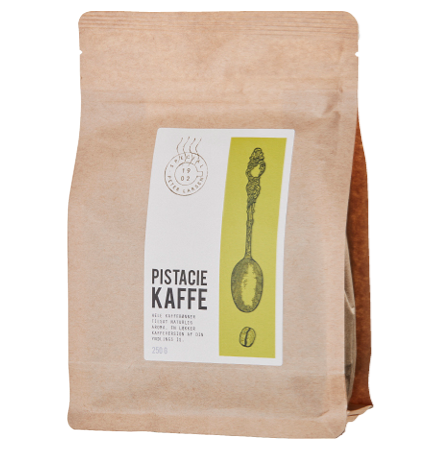 Billede af kaffeetikette - PISTACIE KAFFE - Peter Larsen Special