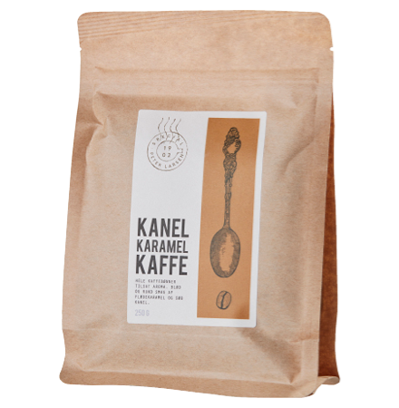 Billede af kaffeetikette - KARAMEL/KANEL KAFFE - Peter Larsen Special