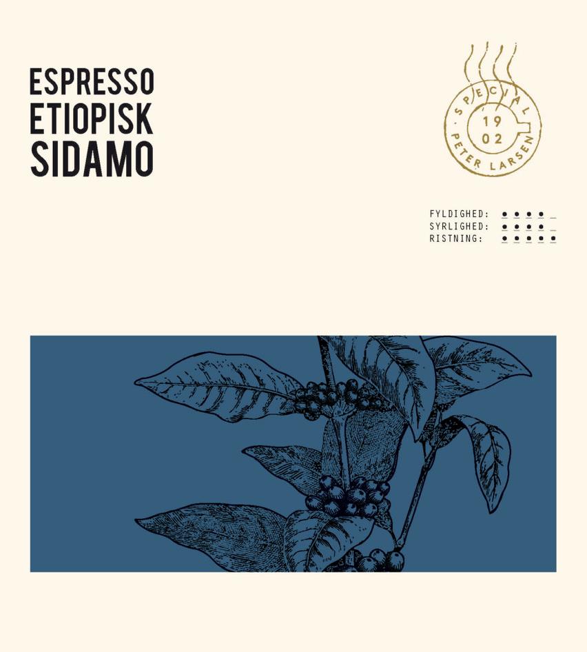 Billede af kaffeetikette - ETIOPISK SIDAMO ØKOLOGISK FAIRTRADE - Peter Larsen Special